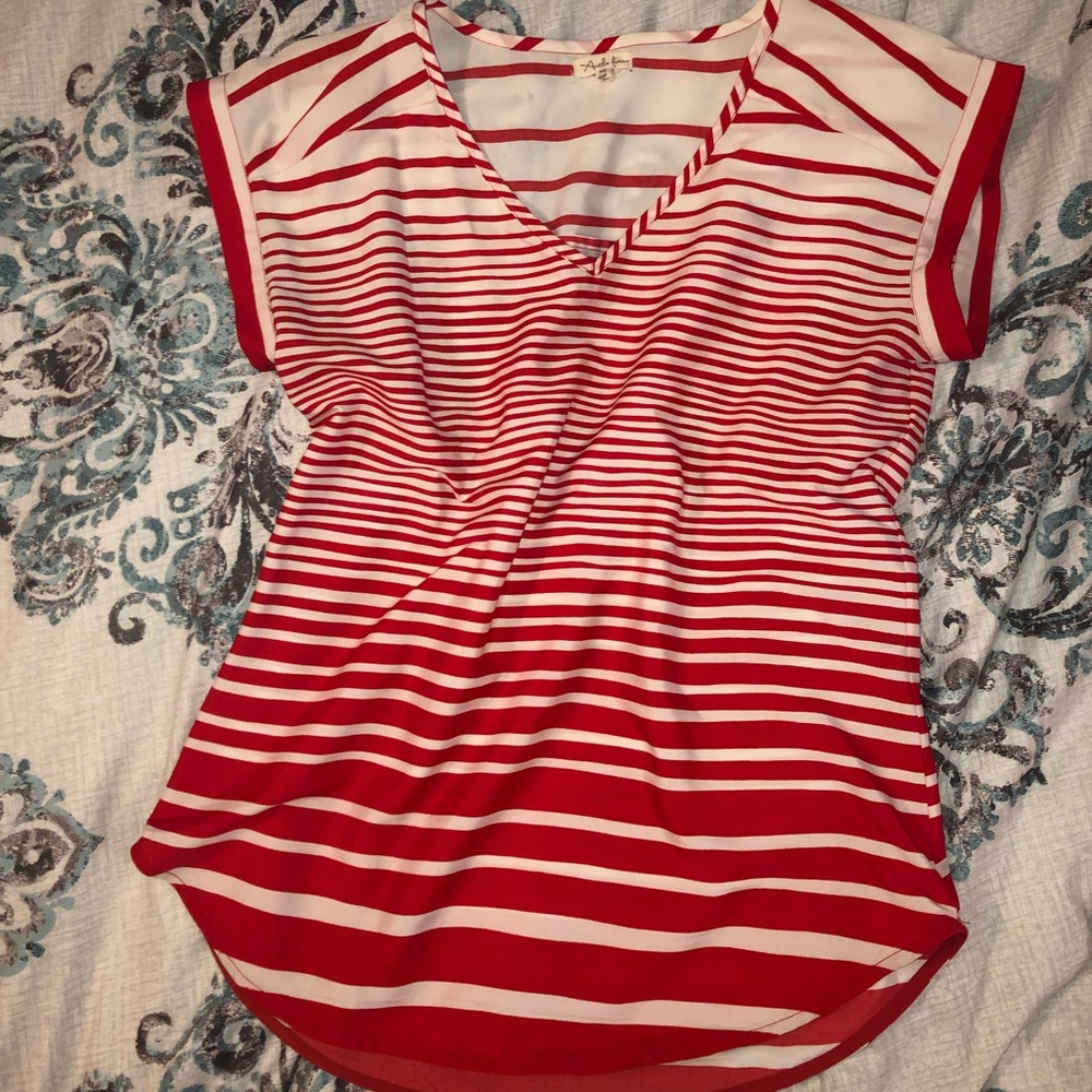 Red and White Stripe Blouse